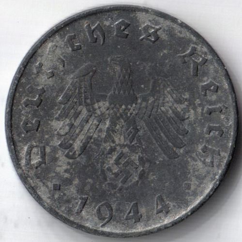 5 Reichs pfennig 1944 A rub